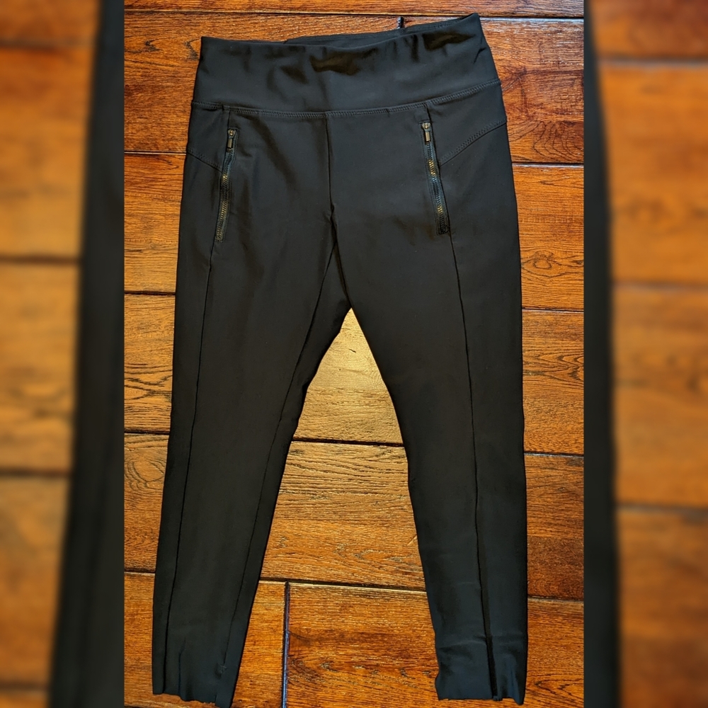 Athleta Stellar Tight Leggings Women's Small Black Zipper Pockets Yoga Gym Pants